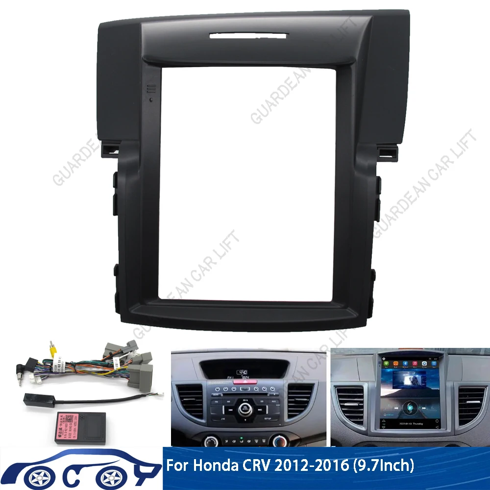 9.7 Inch 2 Din Car Radio Fascias For Honda CRV 2012-2016 Tesla Style Multimedia Frame Video Player Navigation DVD Panel Trim Kit