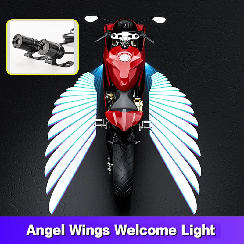

2PCS Motorcycle Angel wings LED projection light electric car street modification welcome decoration anti-collision laser light