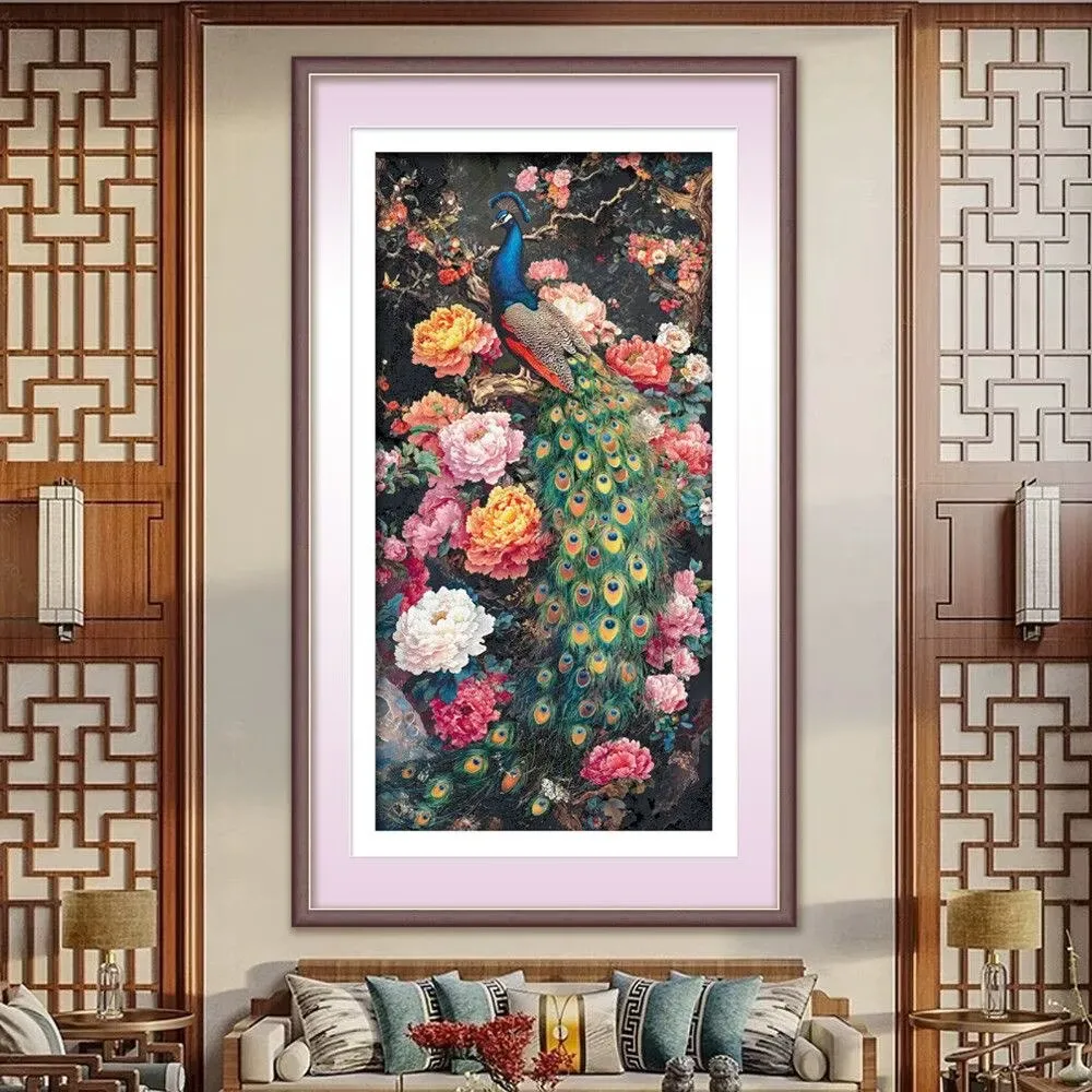 KS ecological  threads 14CT 11CT Peacocks Printed Kit Cross Stitch Embroidery DIY Needlework Set Home Decor Crafts 170 Colors