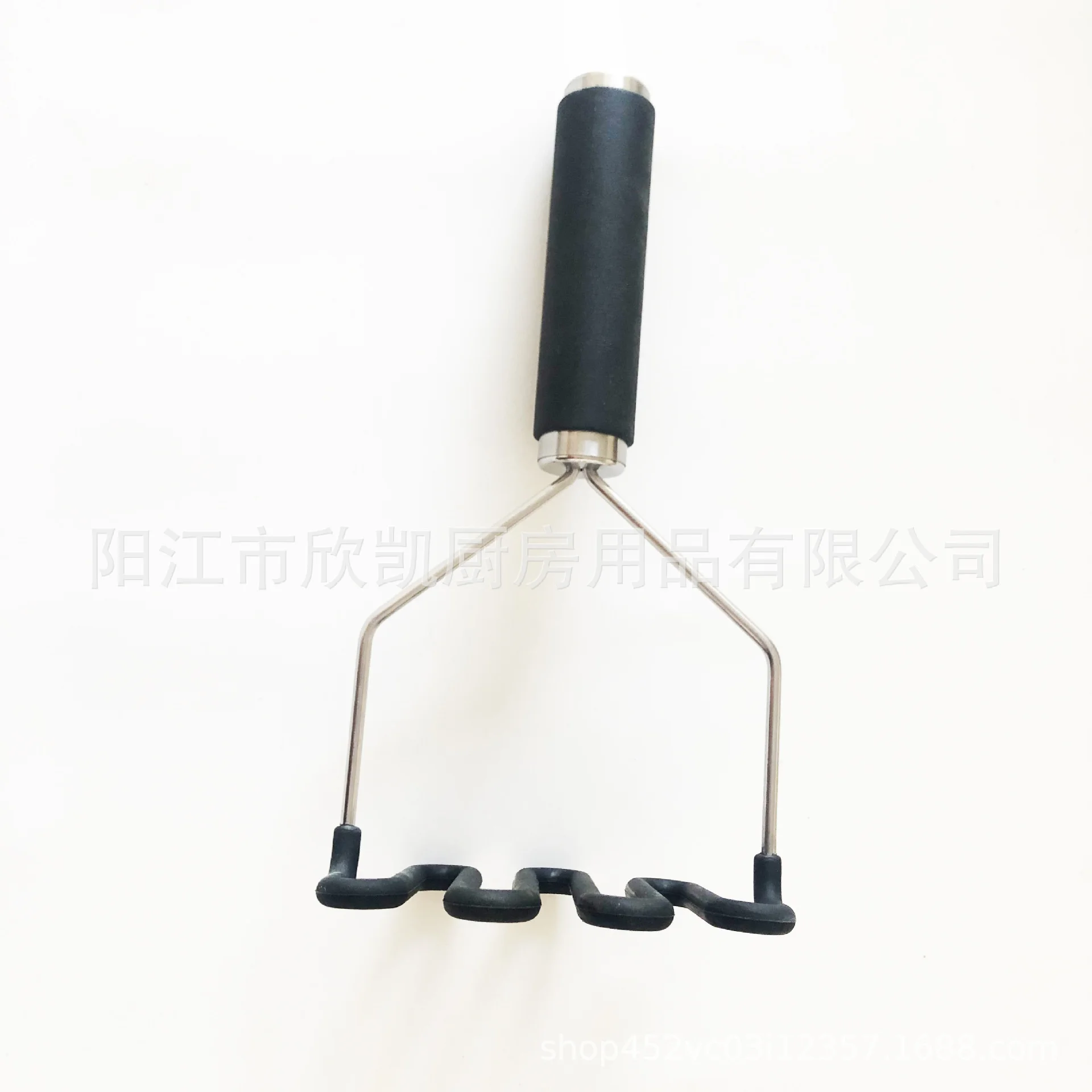 Stainless steel potato press with soft plastic handle for household kitchen potato masher stainless steel potato press