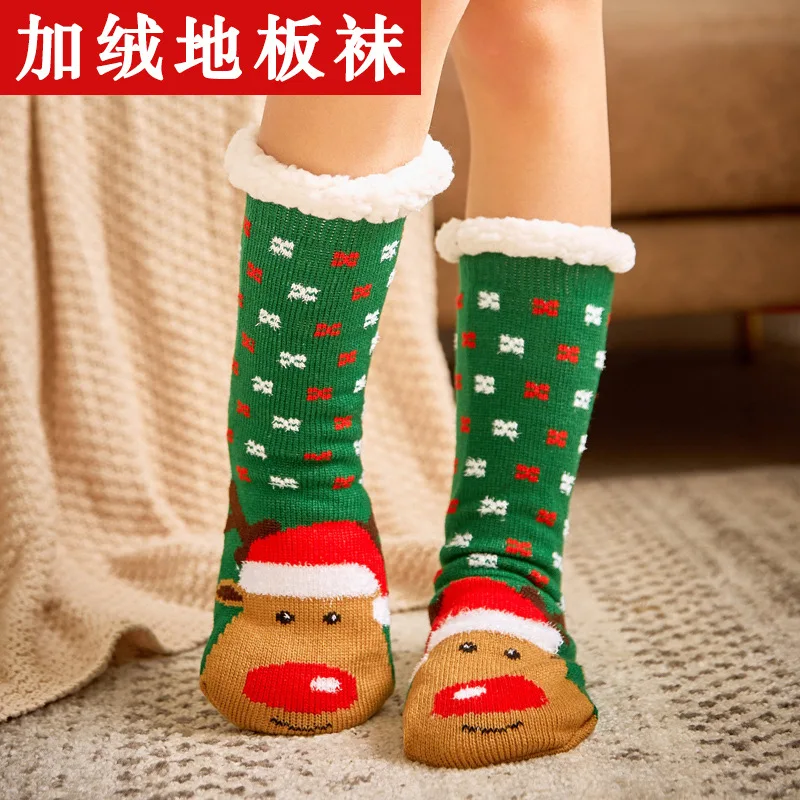 Christmas Stockings Children Medium Tube Autumn and Winter Floor Bare Legs Adult Thickened Velvet Home Socks