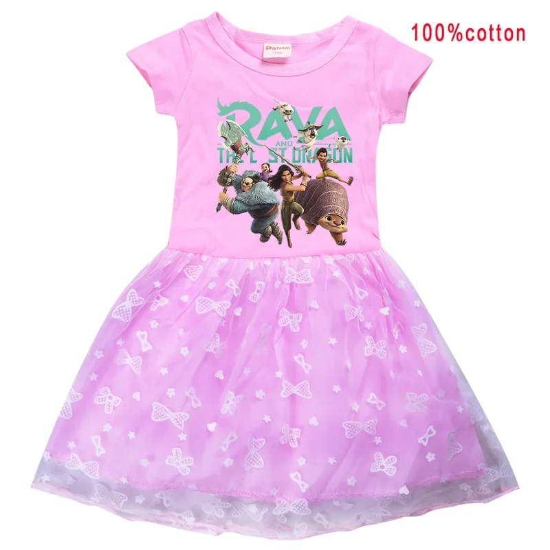 Raya and The Last Dragon summer girls dress kids tutu dress girl party vestidos rainbow cartoon children dress 3-8y autumn dress