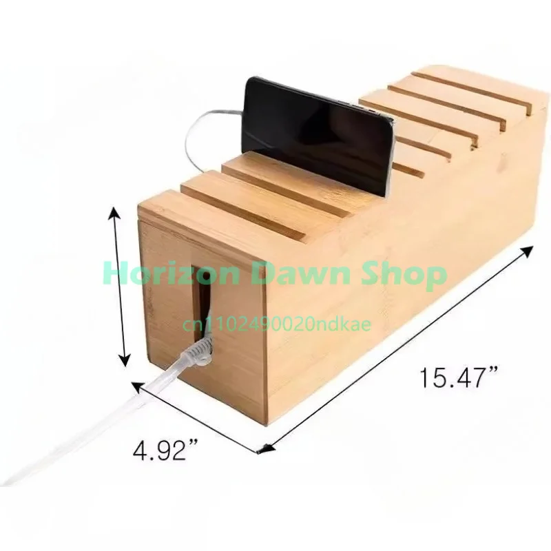 1pc Wood Wire Storage Box, Data Cable Storage Box, Power Cable Management Sorting Box, Socket Computer Cable Rack, Plug Box