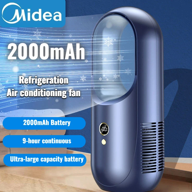 Ventilateur sans pales électrique Midea, ventilateur de refroidissement USB, mini climatiseur 6 vitesses, ventilateur portable de bureau sans pales, humidificateur 1 Ventilateur sans pales électrique Midea, ventilateur de refroidissement USB, mini climatiseur 6 vitesses, ventilateur portable de bureau sans pales, humidificateur 1