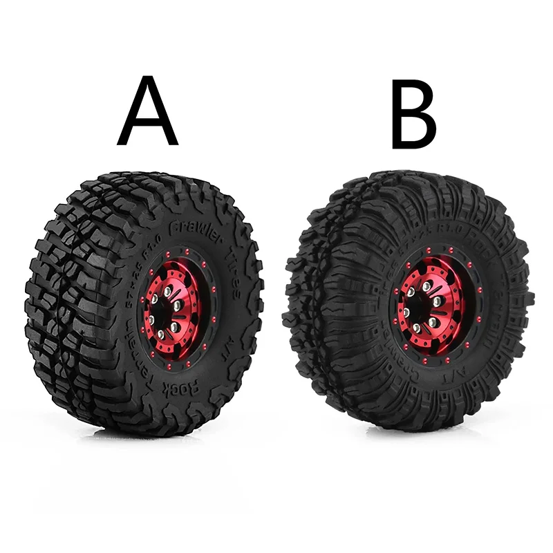 RC Car 4pcs Metal 1.0 Beadlock Wheel Rim Rubber Tire Set for 1/18 1/24 RC Crawler Axial SCX24 TRX4M FCX24 Upgrade Parts