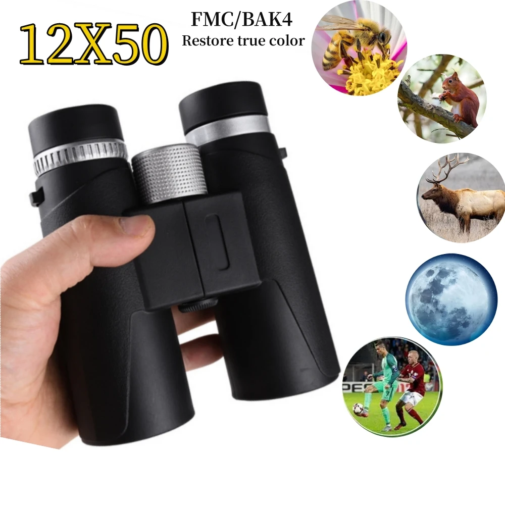 

12X50 HD Zoom Binoculars,IPX4 Waterproof,Wide Angle Long-Distance Vision BAK4 Telescope,For Bird Watching,Hunting, Camping,Trave