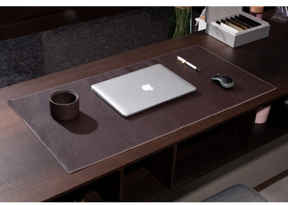 100% Genuine Leather Office Computer Table Mat Desk Study Desk Mat Large Mouse Pad Solid Color Desk Gaming Mice Pad For Laptop