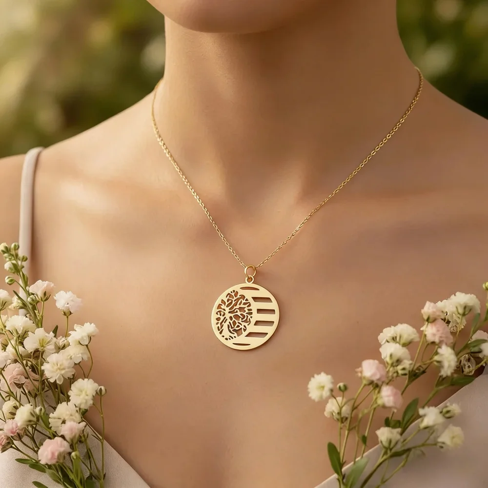 Personalized Family Tree Of Life Name Necklace Custom Engraved Family Member Names Stainless Steel Customised Jewelry Grandma