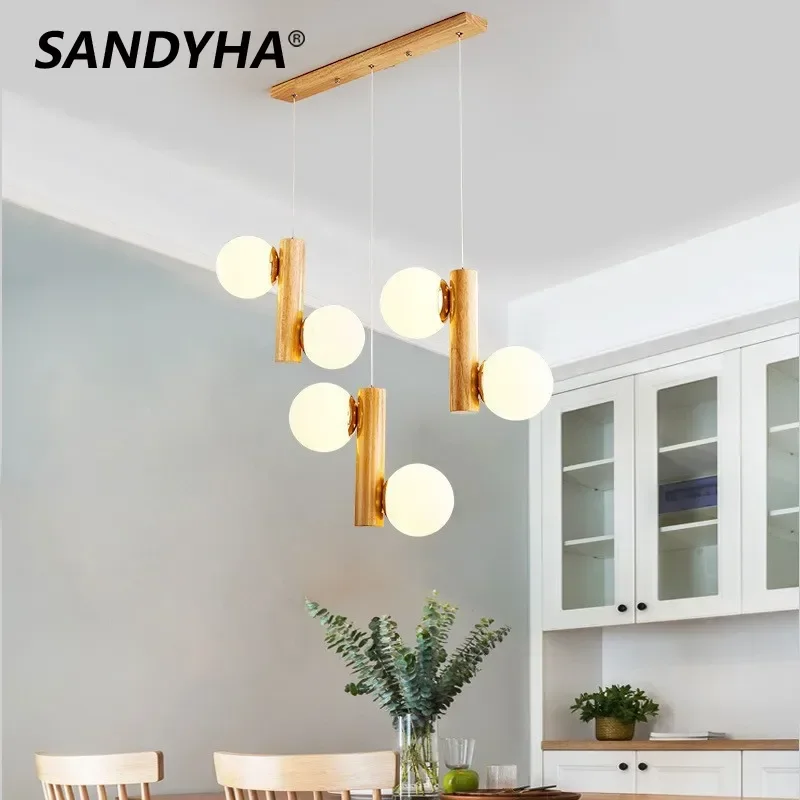 

Nordic Magic Bean Pendant Light White Ball Wood Ceiling Chandelier Home Decor Bedroom Living Room Dining Table Led Hanging Lamp