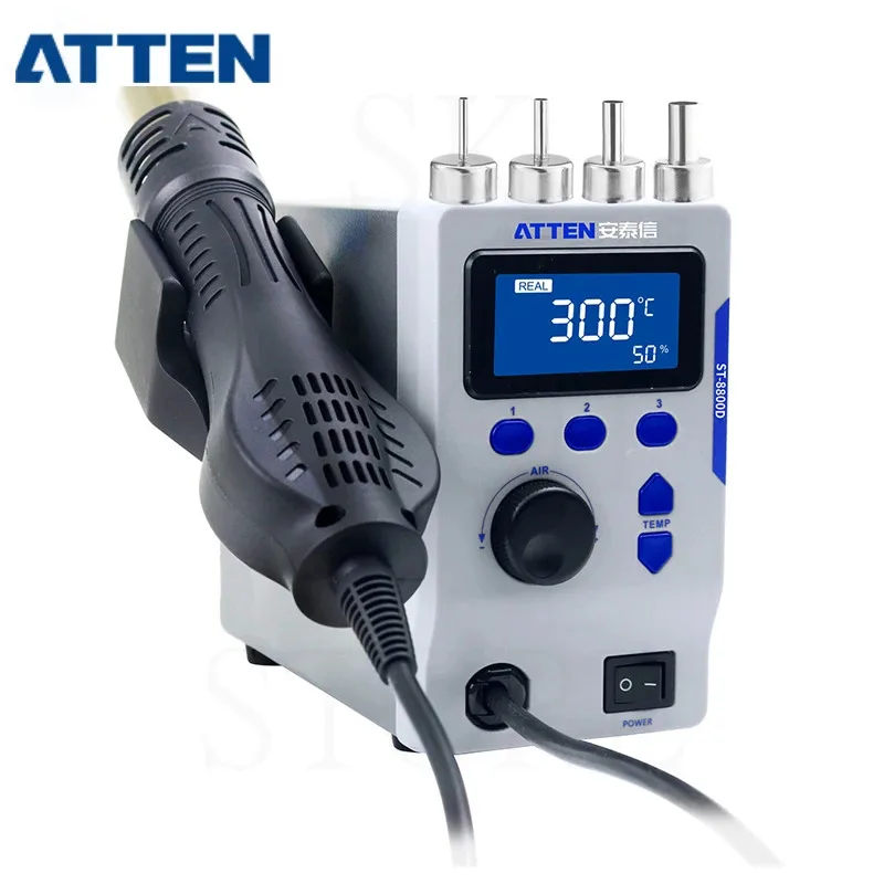 ATTEN ST-8800D 800W Hot Air Gun Digital Display BGA Rework Station Air Volume Anti-Static Repair Desoldering Station 110V / 220V