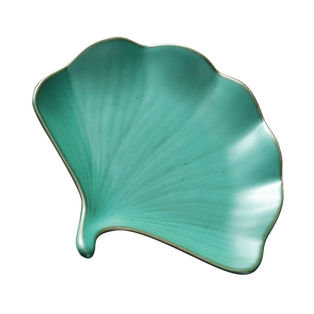 

1Pcs Ceramic Fruit Plate Ginkgo Leaf Shape Snack Serving Tray Household Candy Dried Fruit Storage Tray