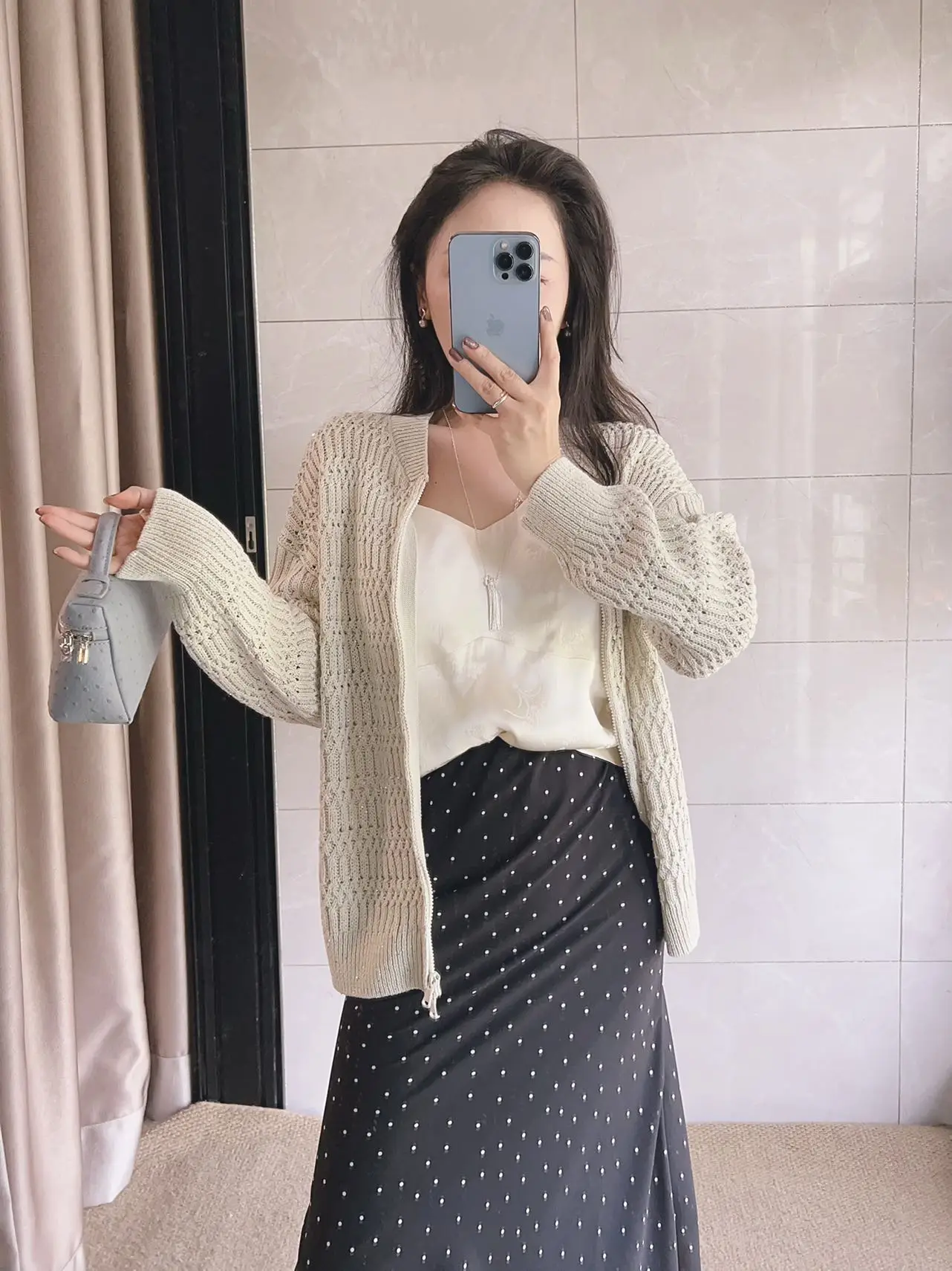 

Роскошная льняная бейсбольная куртка с блестящими пайетками, бежевая, в стиле принцессы, женский кардиган на молнии с длинными рукавами