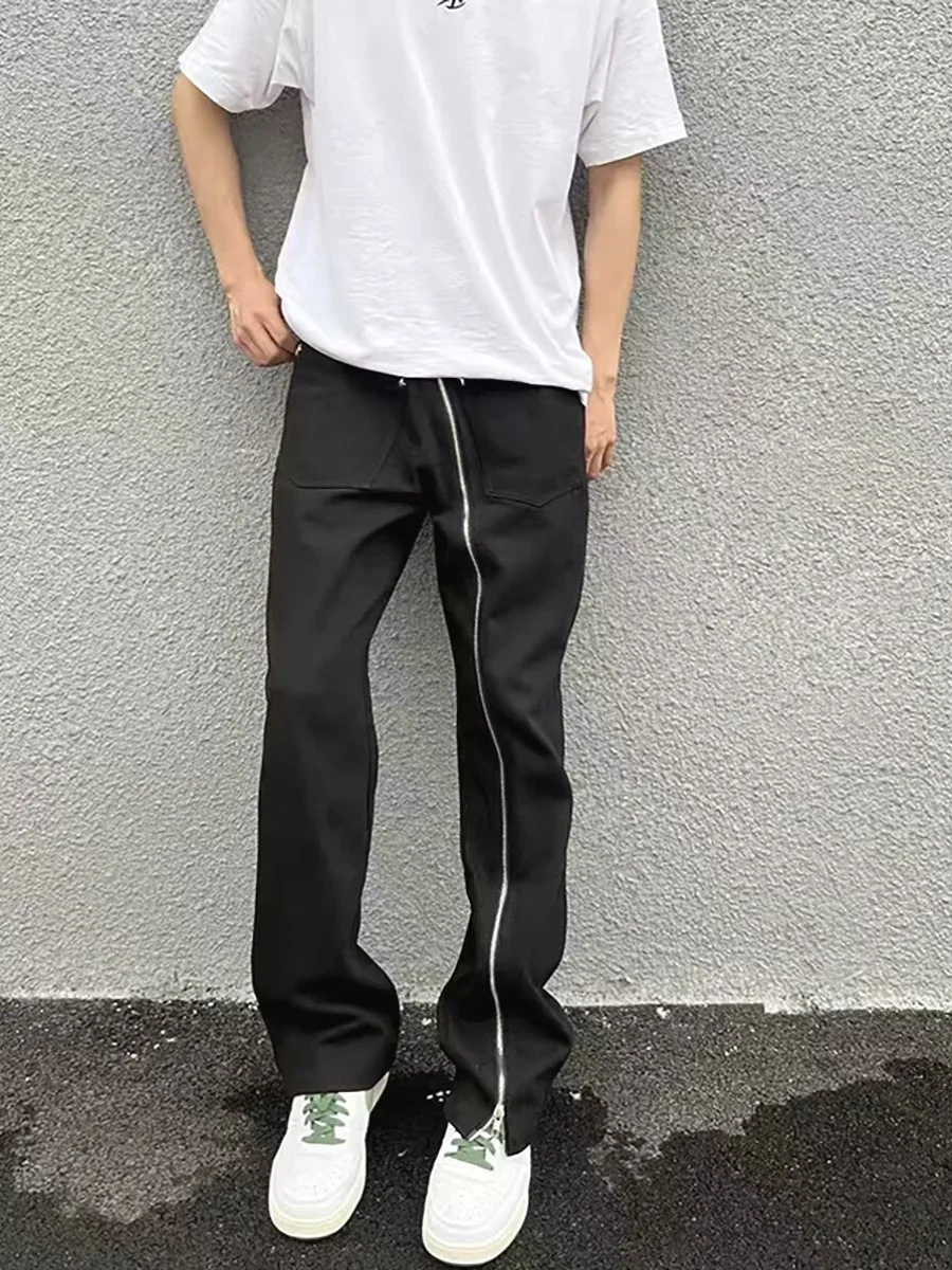 

Waed Straight Leg Jeans Men's Women's High Street Faion Vibe Slimming Long Trousers Button Detailing Casual Denim Jeans