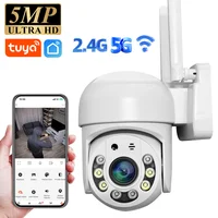Cámara IP PTZ de 5MP HD 2,4G/5G con Wifi, protección de seguridad para el hogar impermeable para exteriores, vigilancia de visión nocturna a todo Color, Tuya Cam