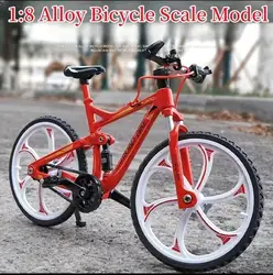 1:8 Model Alloy Bicycle Diecast Mini Mountain Bike With Shock-absorbing Metal Bike Simulation Collection Gifts Toys for boys
