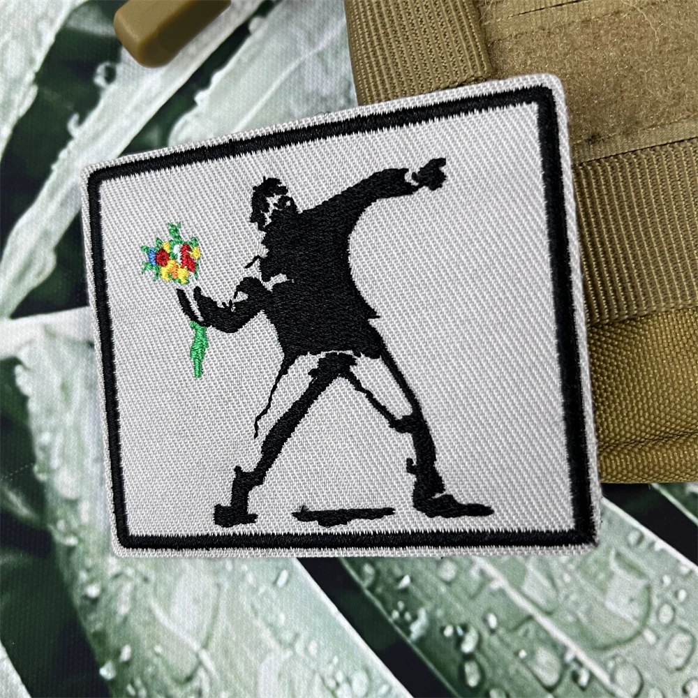 Banksy Wandal Morale Taktische Aufnäher, Militärrucksack, Klett-Emblem, bestickter Aufkleber