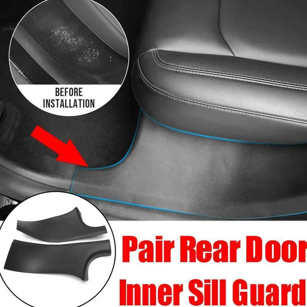 

2PCS Car Rear Door Sill Anti Kick Pad Anti-Dirty Door Sill Protector For Tesla Model Y Car Interior Decoration Refit Accessories