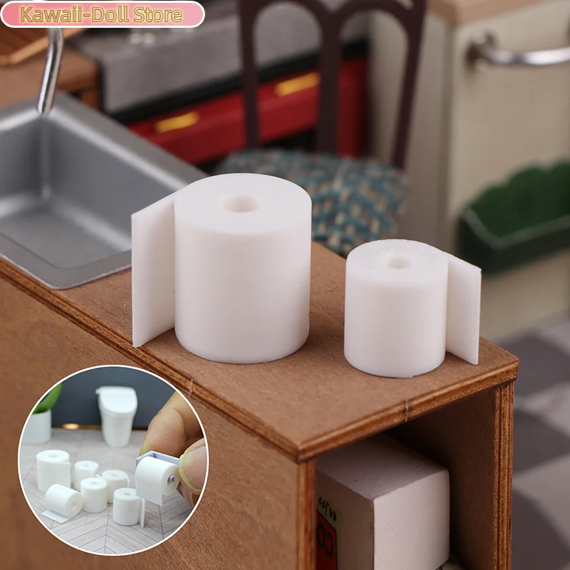 10Pcs 1:12 Dollhouse Toilet Paper Roll Model Simulation Bathroom Tissue Mini Scene Props Decoration