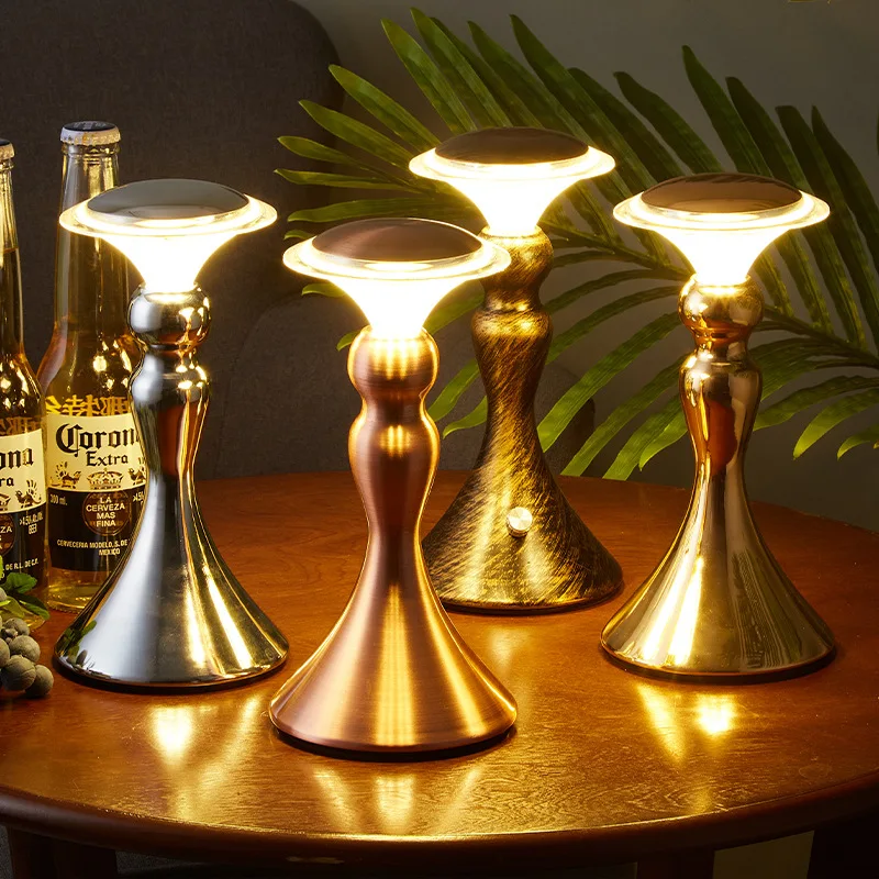 Minimalist Iron Bar Floor Lamps Rechargeable Outdoor Atmosphere LED Table Night Lights Desktop Dining Table Kitchen Coffee Shop