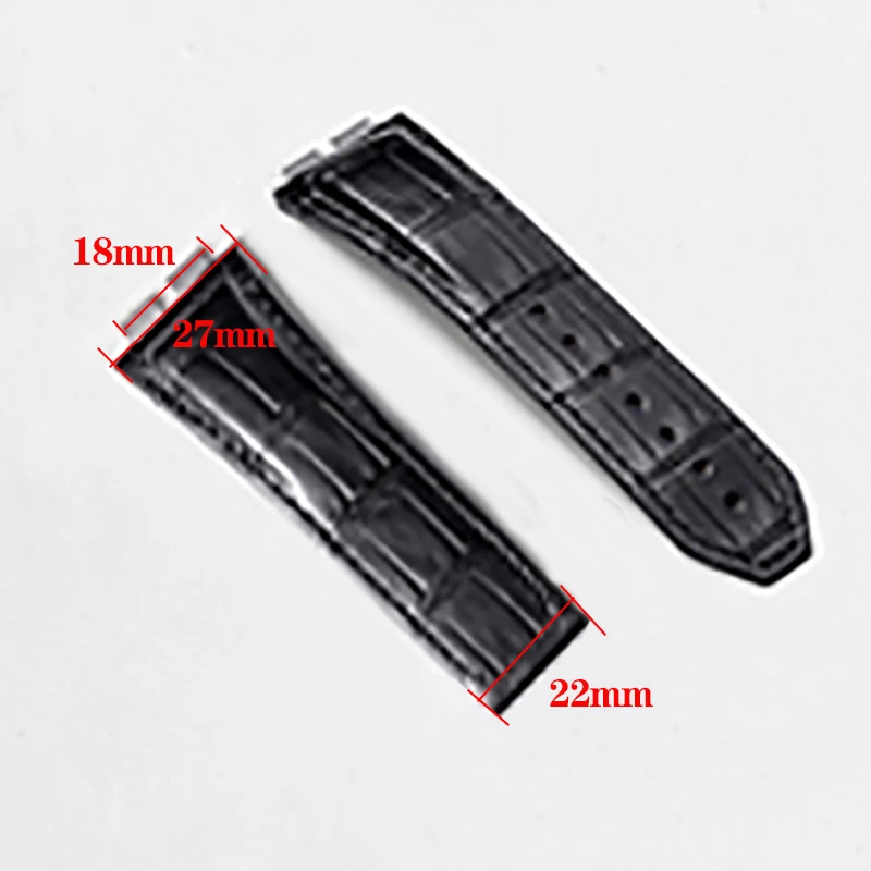 High Quality Alligator Leather Strap for Hublot Big Bang 411 Series Watchband Quick Release Crocodile Skin Bracelet 27mm Black