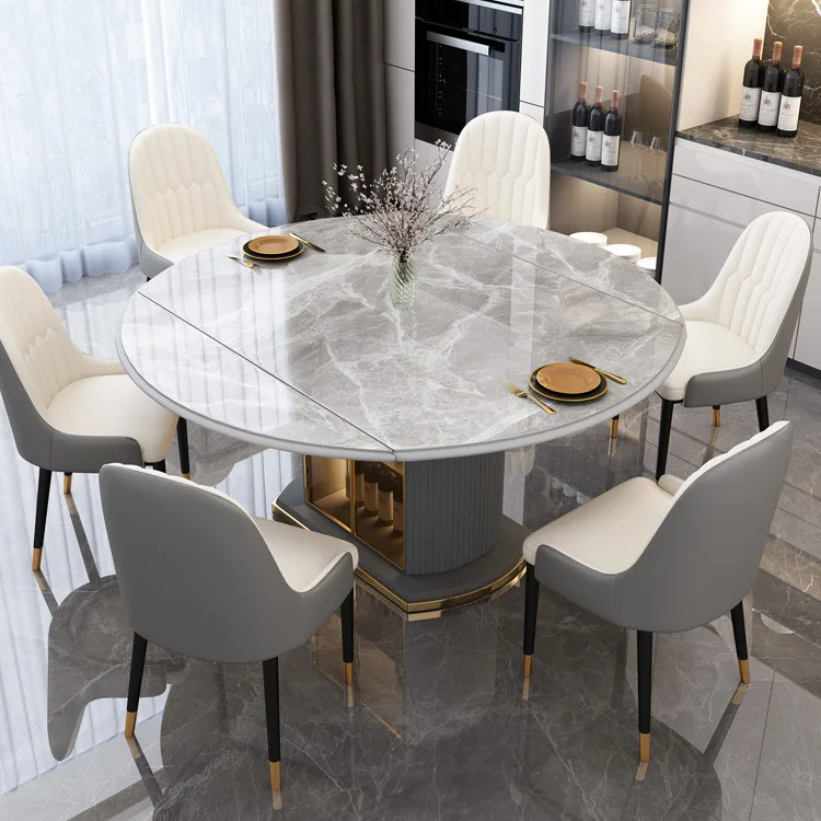 

Light luxury rock slab dining table and chair combination small apartment home modern and simple
