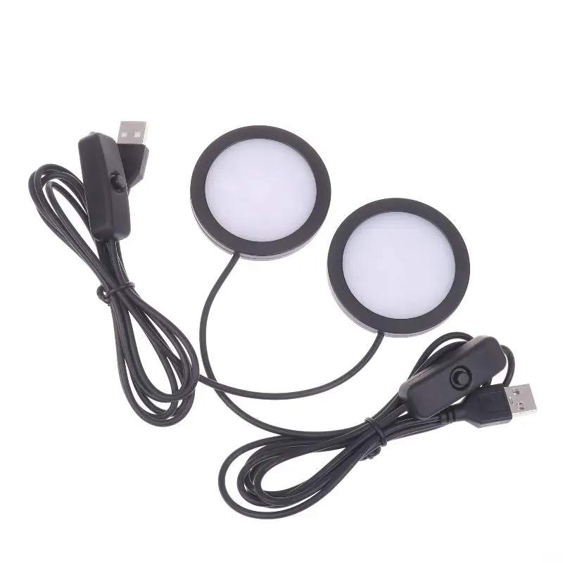 NEW 1Pc For Bamboo Led Light Parts DIY Model Warm/White/Neutral Black USB Round Ultra-thin Light For Bambu Lab Lamp Kit Hardware