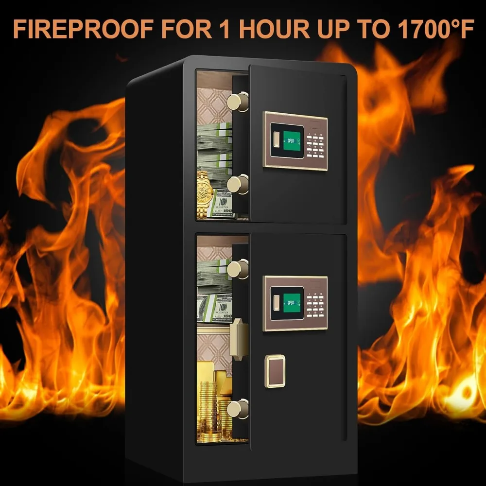 [2024 NEW] 7.2 Cu ft Extra Large Heavy Duty Home Safe Fireproof Waterproof with [DOUBLE SAFES], Anti-Theft Digital Home