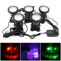 Underwater Lights 5pcs Changing Pond Lights IP68 RGB Spotlight Underwater 36LEDs Spot Lights for Garden Lawn Tree Flag Waterfall