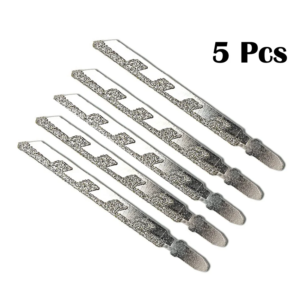 5pcs Diamond Coated Jigsaw Blade Reciprocating Saw Blades T-Shank Jigsaw Blades For Fiberglass Marble Plastics Tile Cutting Tool