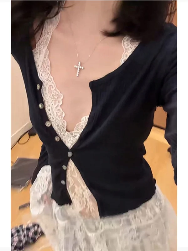 Top a Canotta Bianco in Pizzo per Donna, Versatile per Stratificazione e Passeggiate, Ideale per l'Inizio Autunno