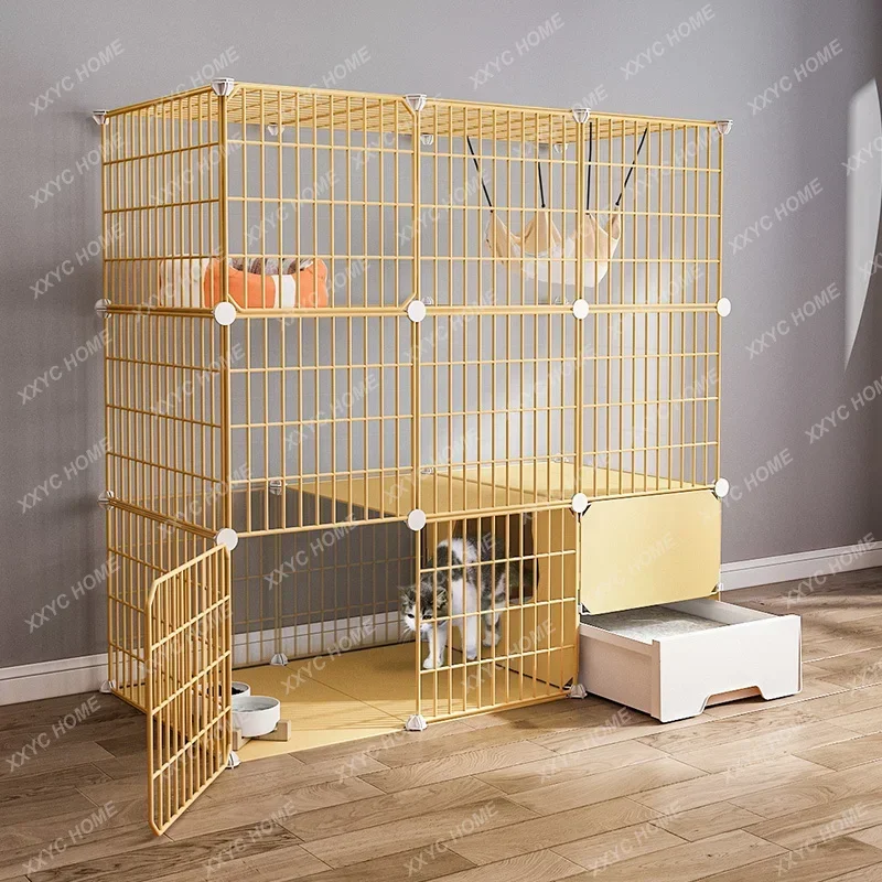 

Клетка для кошек, встроенный бытовой лоток с туалетом, кошачий домик, вилла для кошек, в помещении, свободное пространство