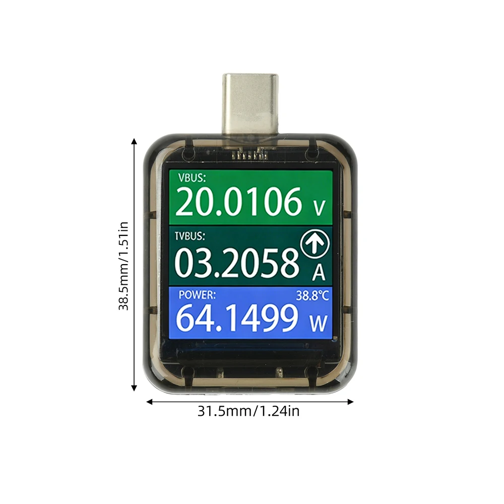Typ-C Multifunktionaler Digitaler DC-Spannungs- und Strommesser, Leistungsmesser, USB-Bidirektionaler Lademonitor, Schnellladetester – Detail 15