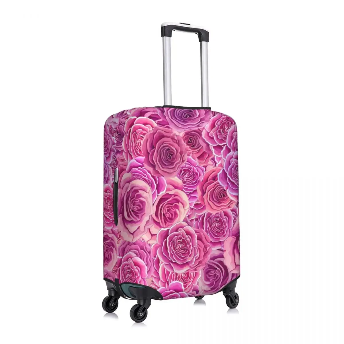 Roses Floral Suitcase Cover Pink Flowers Print Travel Protection Vacation Practical Luggage Accesories