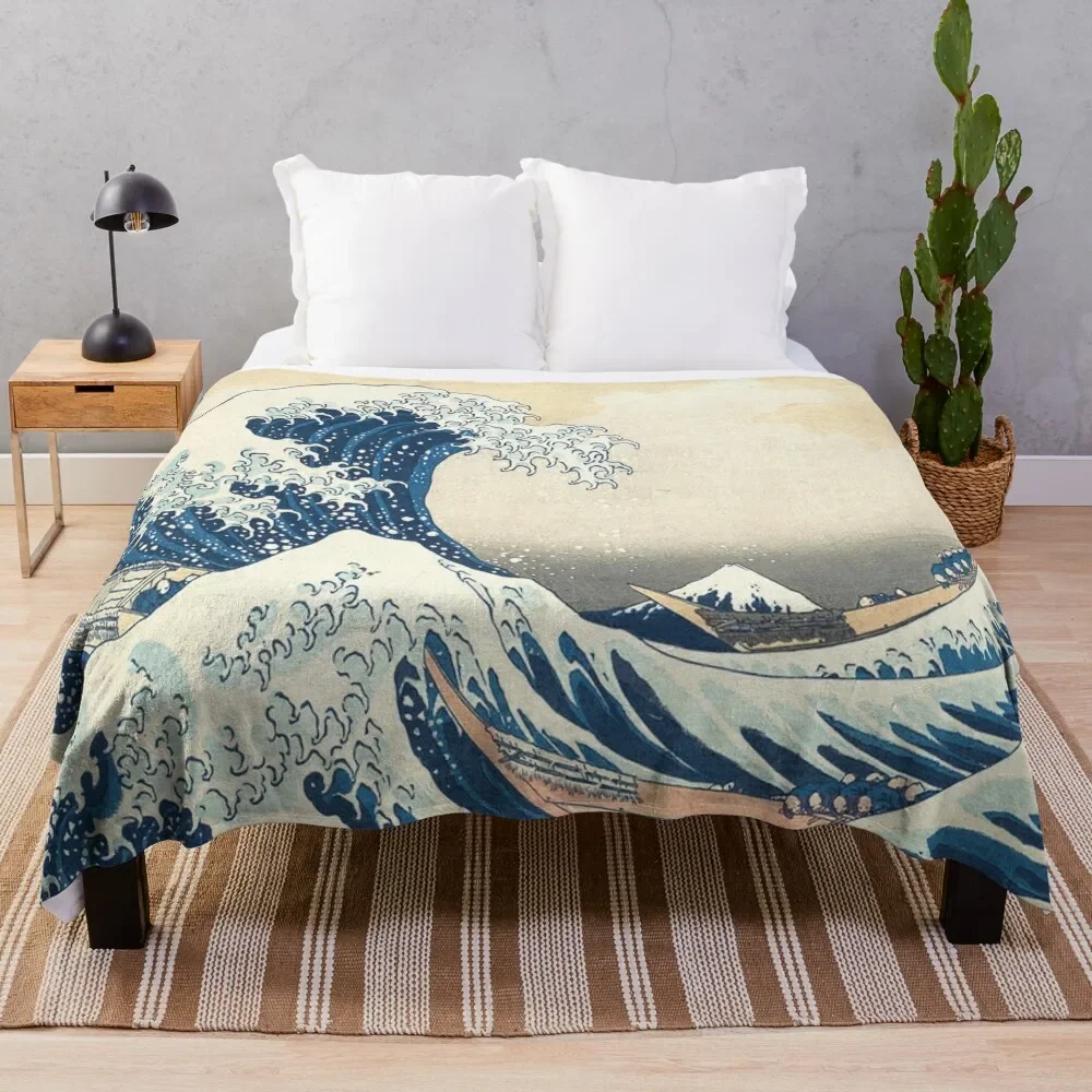 

The Great Waveoff Kanagawa by japan artist Hokusai Throw Blanket Flannels Luxury Brand Blankets