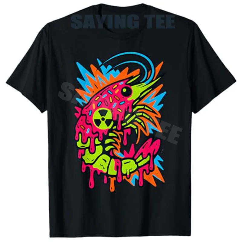 

Radioactive Shrimp Tech Vaporwave Slime T-Shirt Y2k Art Aesthetic Clothes Novelty Gift Men Fashion Fisherman Fishing Graphic Tee
