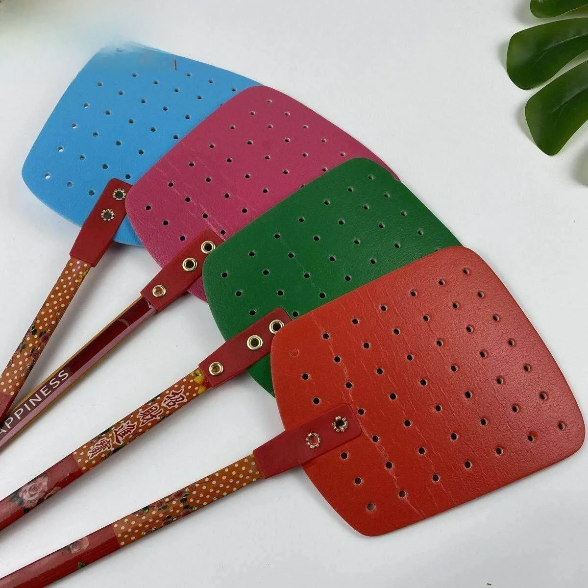 Thickened Bull Tendon Fly Swatter Long Handle Bamboo Rod Insecticide Resistant Household Use Mosquito Killer Fly Swatter