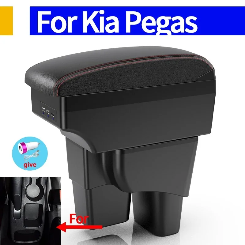 For Kia Pegas Armrest Box For Kia Pegas Car Armrest Central Storage Box Interior Retrofit Parts with USB Car Accessories