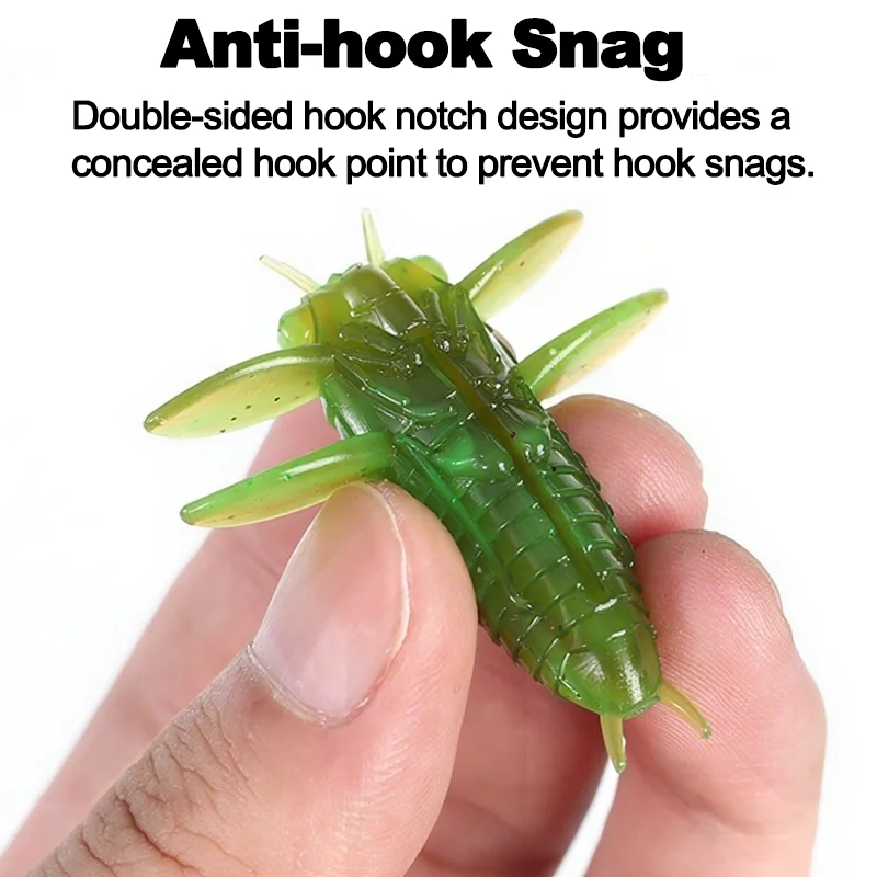 VIKIHNGAR New Floating Cicada Chrysalis Bionic Worm Super Large 4mm/6pcs Fishing Lure Bait Soft Fishing Lure Black Pit Bass Lure view 5