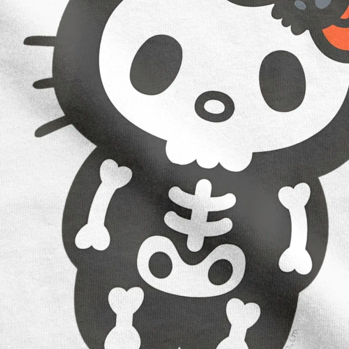 Vintage Hello Kitty Skeleton Halloween T-Shirt for Men Crew Neck Cotton T Shirts Short Sleeve Tees Classic Clothing