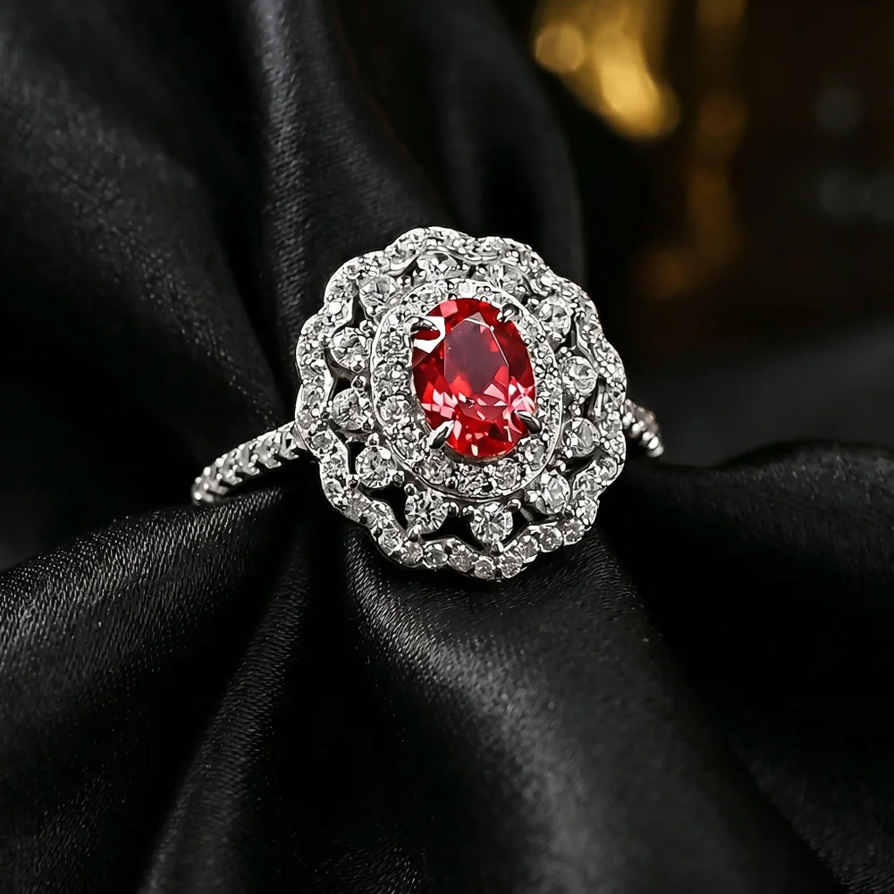 MINWEEN Vintage Lace French Court Style Ring 925 Sterling Silver 1 Ct Lab Ruby Ring For Women Elegant Jewelry