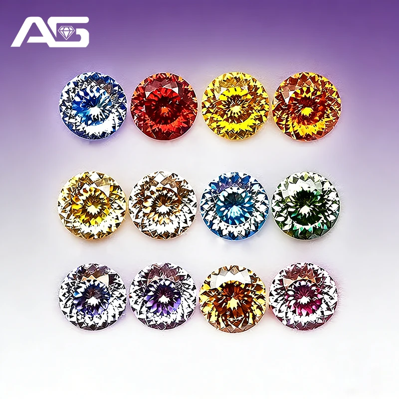 Colors Round100 Faces Cut Moissanite Stone Lab Diamonds Russian Bird Nest Cut Moissanite Gemstones with GRA Certificate
