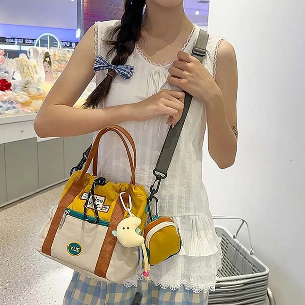 

Portable Mountaineering Crossbody Bag Embroidery Large Capacity Nylon Shoulder Pouch Anti-splash Water Contrast Color