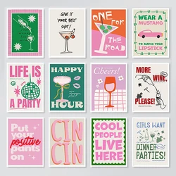 Cartoon Fun Cocktail Poster Print Colorful Murals Wine Club Bar Wall Art Canvas Painting Posters Living Room Home Kitchen Decor
