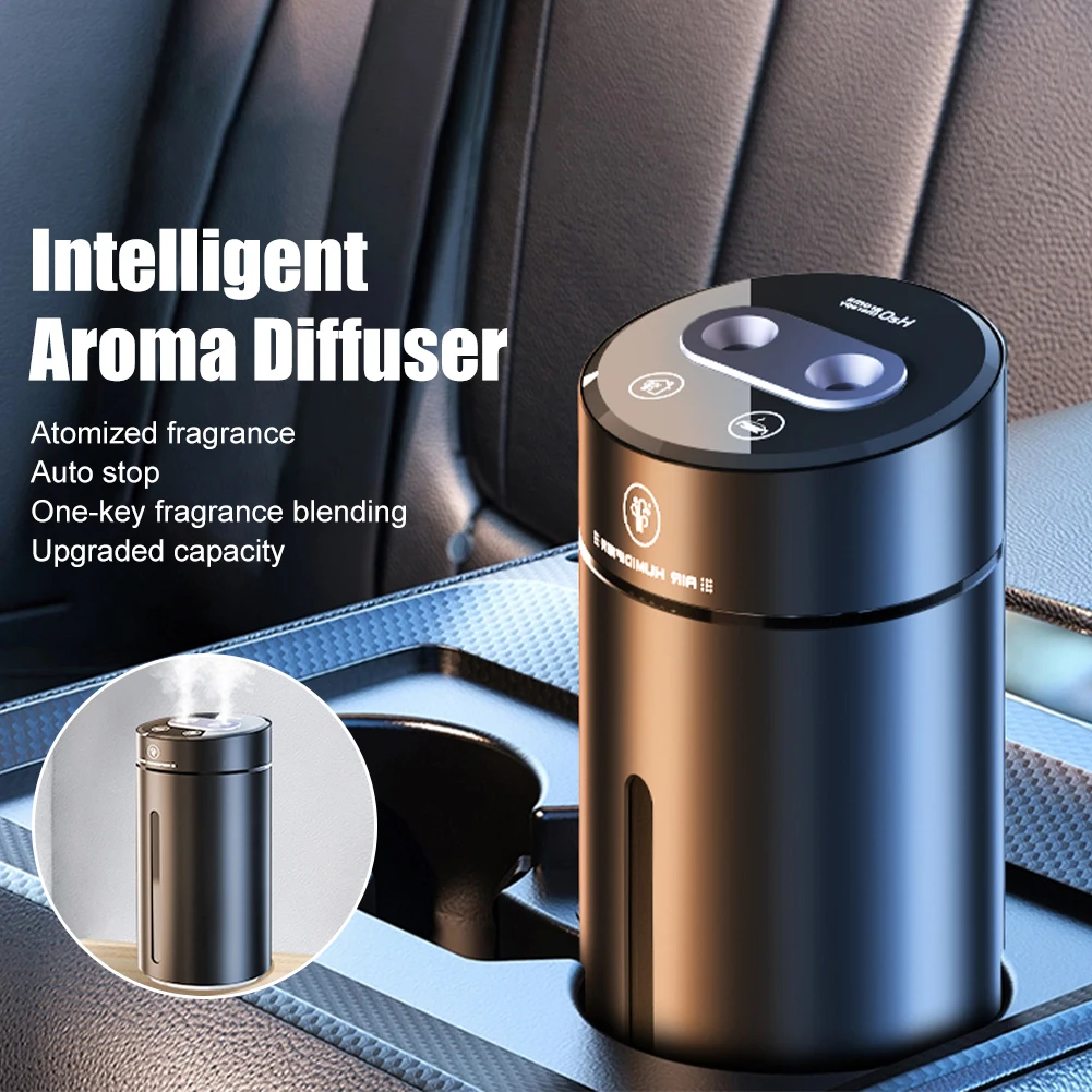 Car Air Humidifier Dual Outlet Aluminum Alloy Aroma Diffuser With Night Light Essential Oil Diffuser Air Freshener For Car Home