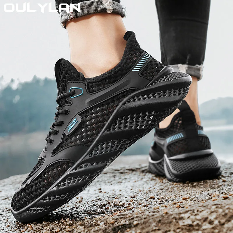 Oulylan Quick Drying Outdoor Hiking Water Wading Shoes for Men Hollow Mesh Breathable Sneakers Lightweight Sports Shoes Male