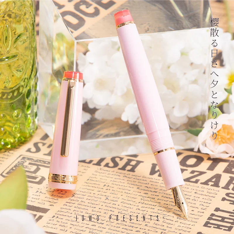 Limited Edition MANYO PENT Resin Fountain Pen German JOWO F Nib Luxury Pink Resin Writing Instrument Stationery Gift