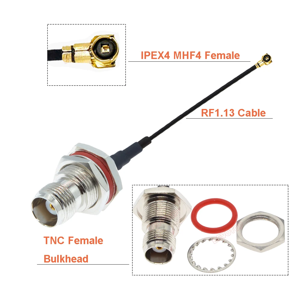 BEVOTOP TNC to 4 RF1.13 Cable RP-TNC/ TNC Male/ FemaleI to 4 Female Jack RG1.13 Pigtail Extension Jumper RF Coaxial Cable