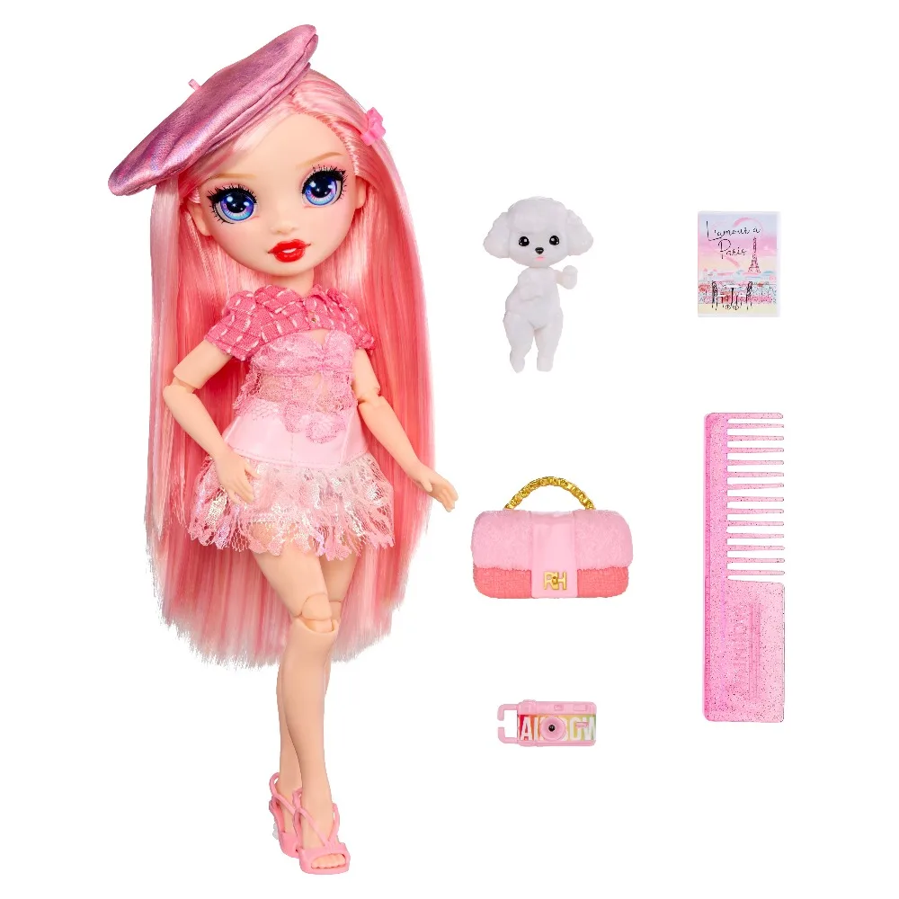 Original Rainbow High Pretty in Paris Fashion Doll 11 in Girl Figure with Outfit Stylish Handbag Kid Gift Toy for Age 4-12 Years