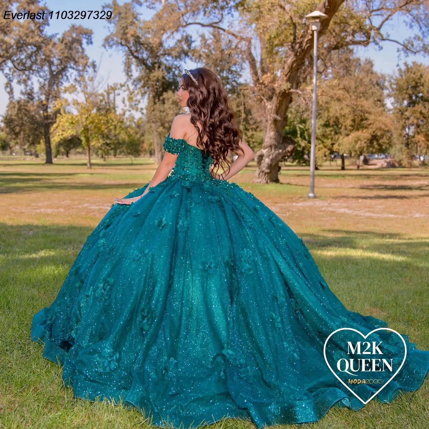 EVLAST-Robe mexicaine Quinceanera vert foncé, robe de Rh, appliques florales 3D, corset de perles, Sweet 16, robe éducative, 15 Anos, TQD813