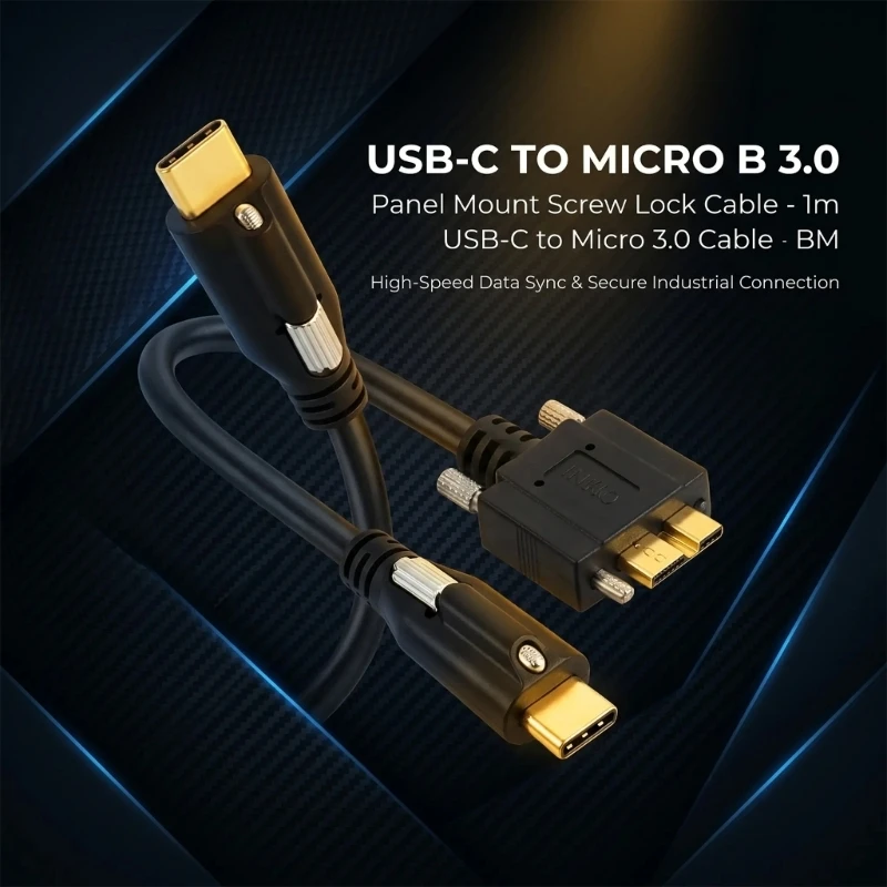 Screw Lock USB Data Cable for Fixed Wiring, Panel Mount Form, 1 m Length for Daily Service Cabinet Wiring and Use 896C